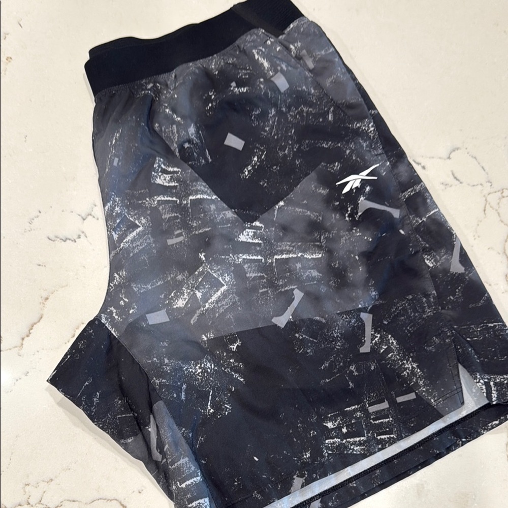 Men’s Reebok Black and White Patterned Shorts